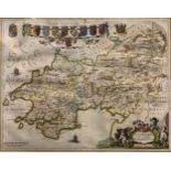 South Wales. Blaeu (Johannes), Penbrochia comitatus et comitatus Caermaridunum, hand coloured map,