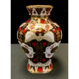 A large Abbeydale chrysanthemum pattern shaped square baluster vase, 31.5cm high, printed marks