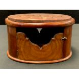 A rare George III walnut and copper stage coach foot warmer, swing handle, 13.5cm high, 27cm wide,