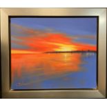 Ben Payne Sunset Reflection signed, signed to verso, oil on canvas, 50.5cm x 61cm