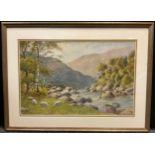 Warren Williams (1863-1941), River Glaslyn, Snowdon, signed, watercolour, 33cm x 51cm.