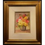 S Toffolo (Italian 20th century) Still Life, Summer Flowers in a Vase signed, oil on board, 17cm x
