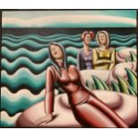 Fe Rodriguez (Modern Spanish School), ‘By the sea’, signed, oil on canvas, signed and titled to