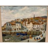 John Bullock, 'West Country Harbour', signed, gouache on paper, 47cm x 58cm.