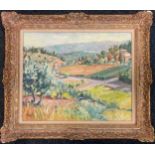 Colleen Quill View from La Bergere - Grasse signed, oil on board, 44cm x 54cm