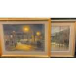 Nicholas Leake, ‘The soft glow of street lights at night’, signed, soft pastel, 54cm x 78cm;