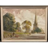 John Grain Breadsall Church signed, watercolour, 52cm x 69cm