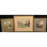 Ken Messer, Oxford, signed watercolour, 22cm x 30cm; another pair by the same artist, river