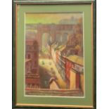 Nicholas Leake ‘View from the Bridge, Newcastle’, signed, soft pastel, 77.5cm x 55cm.