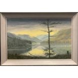 Rex N Preston (bn. 1948), Misty Morning, Howden Reservoir, signed, oil on canvas, dated, 1971,