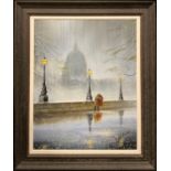 Jeff Rowland Listen To The Rain signed, titled to verso, oil on canvas, 75cm x 60cm