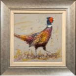 Ruby Keller Pheasant signed, from the studio of Ruby Keller and Peter Worswick, studio label to