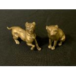 English School, 19th century, a gilt bronze, of a Bull Terrier, standing, 4.5cm high; another,