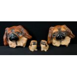 A Royal Doulton model of a Pekingese, 5cm high, printed mark; another; a Crown Devon Pekingese