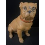 A mid 19th century earthenware jar and cover, as a Bull Terrier, 23.5cm high, c.1860