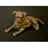 A late 19th century French gilt bronze model, of Dogue de Bordeaux, 6.5cm high, c.1890