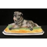 An late 19th century German model, of a Dogue de Bordeaux, on canted base, 9.5cm high, model no.688,