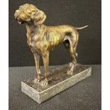 French School, 20th century, gilt bronze, Pointer, standing, granite plinth, 15.5cm high