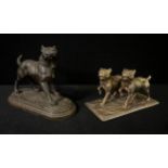 A late 19th century French spelter model, of a Bull Terrier, standing, oval base, 11cm high, c.1890;