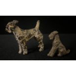 An Austrain cold painted bronze model of a Fox Terrier, 4.5cm high, c.1890; another (2)