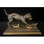 Agathon Leonard (1841 - 1923), after, a brown patinated bronze, of a bull terrier ratting, signed in