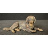 An Austrian cold painted bronze, of a Gordon Setter, reclining, 10.5cm wide, c.1890