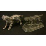 A late 19th century French spelter model, of Toy Spaniel, rounded rectangular base, 11cm wide, c.