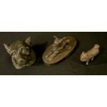 Three bronze models of a Spitz type dogs, Berman Master, c,1920; Kenart Spitz etc, 5cm high and