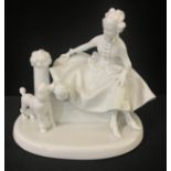 A Rosenthal Classic Rose Collection figure group, of a lady seated and her Poodle, 15cm high,