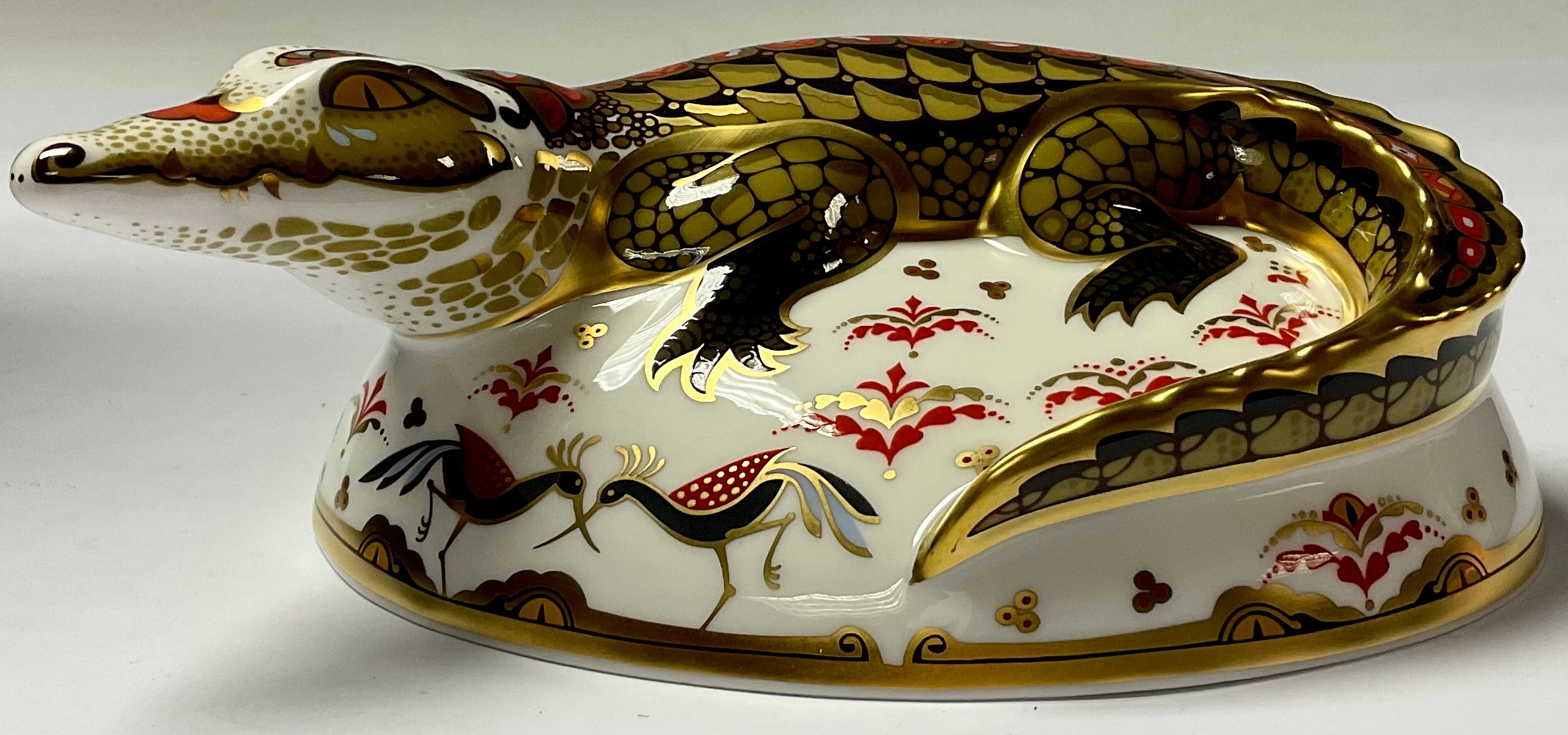 A Royal Crown Derby paperweight, Crocodile, specially commissioned gold signature edition, gold - Image 2 of 3