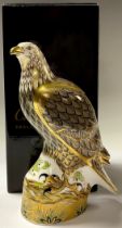 A Royal Crown Derby paperweight, Sea Eagle, silver stopper, boxed