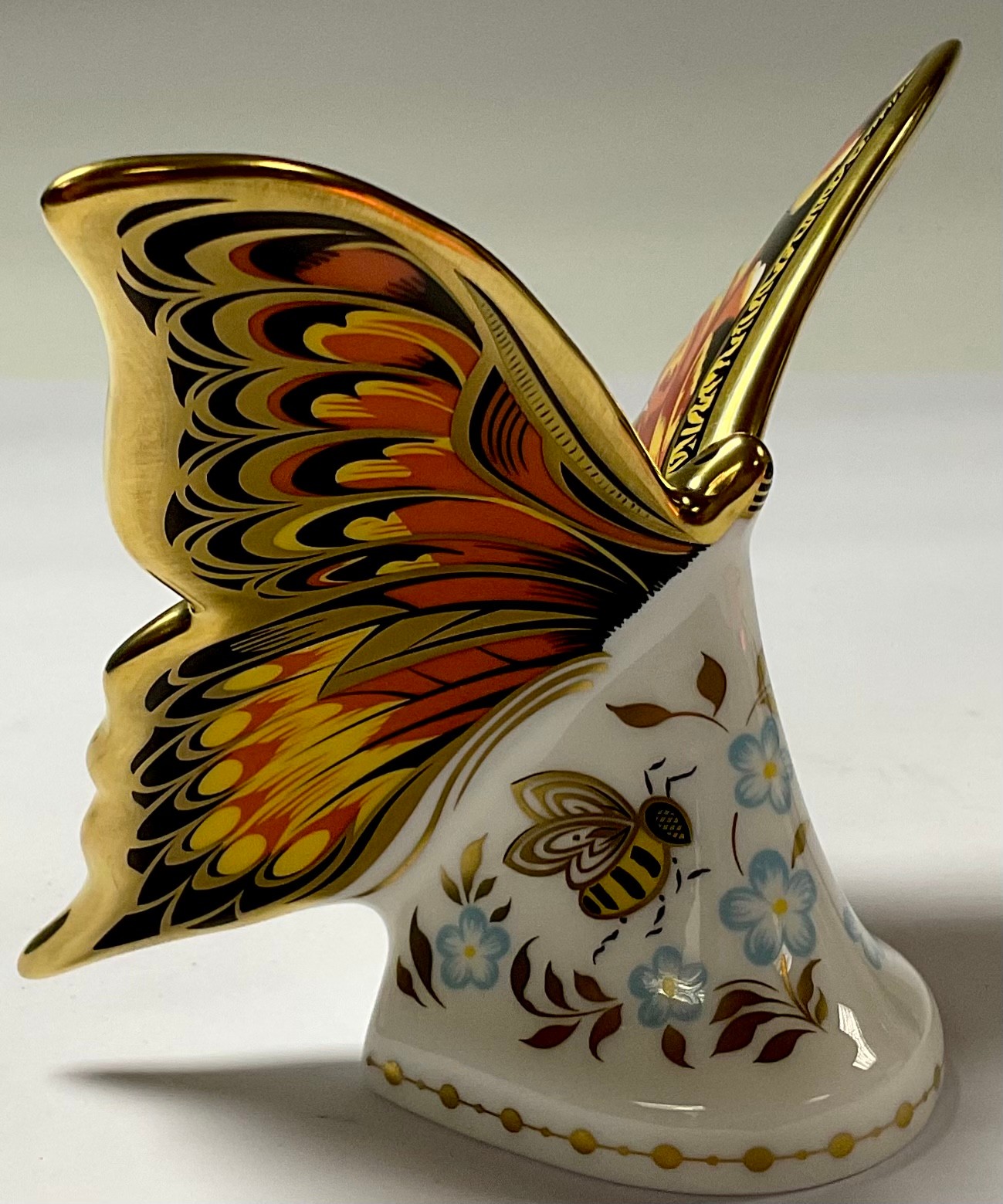 A Royal Crown Derby paperweight, Peacock Butterfly, Collector's Guild exclusive, gold stopper, 10. - Image 3 of 3