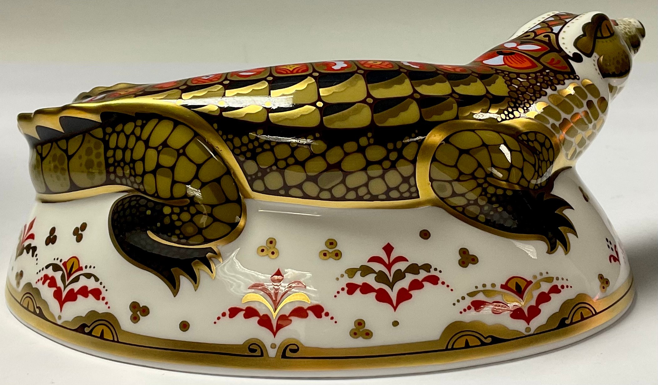 A Royal Crown Derby paperweight, Crocodile, specially commissioned gold signature edition, gold - Image 3 of 3