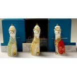 A set of three Royal Crown Derby paperweights, Royal Cats - The Birth Collection, to celebrate the