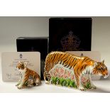 A pair of Royal Crown Derby paperweights, Sumatran Tigress and Sumatran Tiger Cub, Govier's of