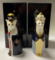 A pair of Royal Crown Derby paperweights, Royal Cat William and Royal Cat Catherine, to celebrate