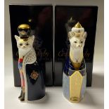 A pair of Royal Crown Derby paperweights, Royal Cat William and Royal Cat Catherine, to celebrate