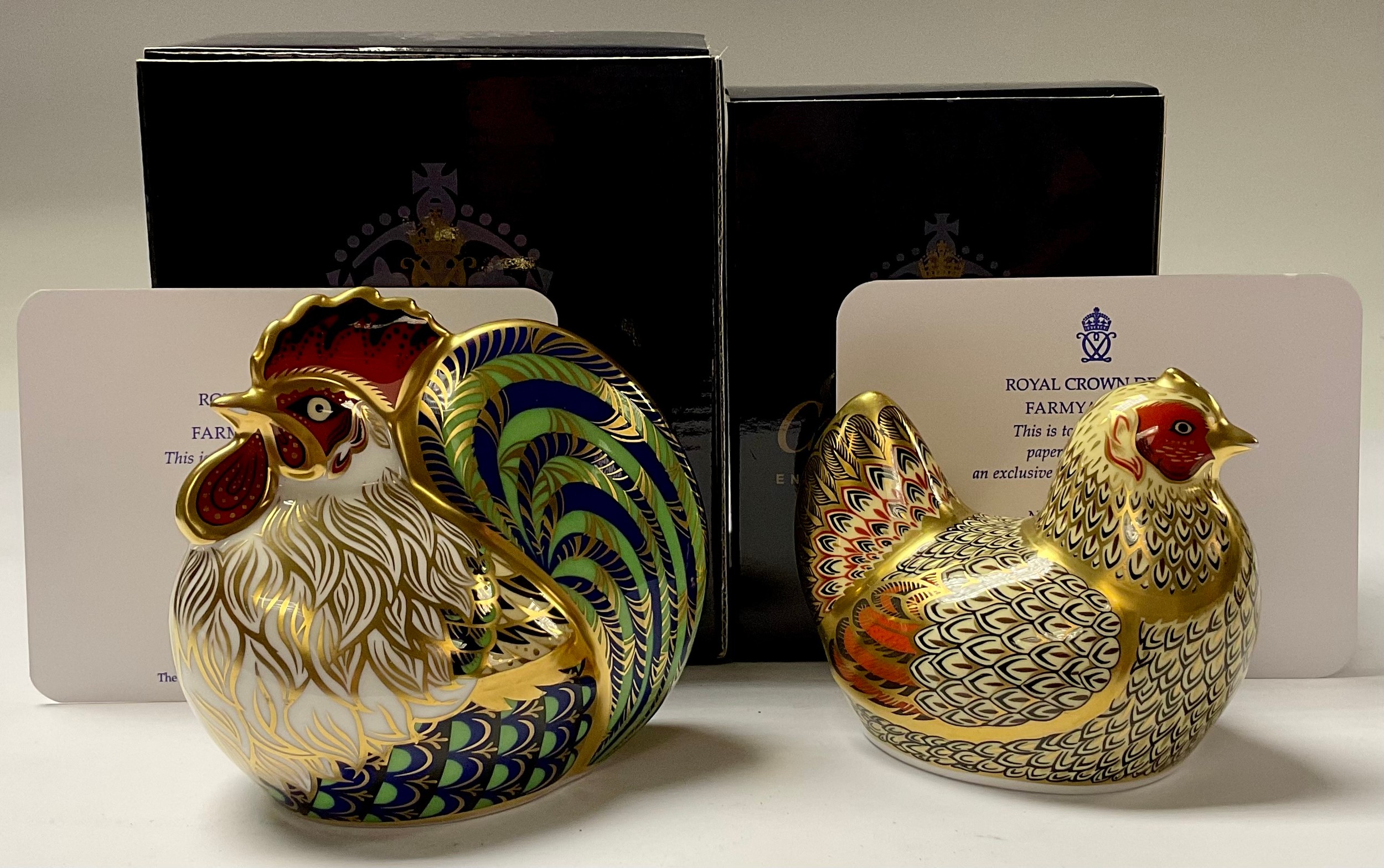 A Royal Crown Derby paperweight, Farmyard Cockerel, limited edition 105/5,000, gold stopper, 10cm,