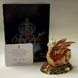 A Royal Crown Derby paperweight, Heraldic Beasts The Wessex Wyvern, limited edition 48/2,000, gold