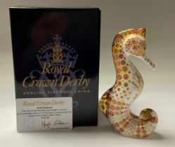 A Royal Crown Derby paperweight, Swirl Seahorse, Visitor Centre gold backstamp exclusive, limited