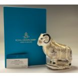 A Royal Crown Derby paperweight, Heritage Ram, A True Celebration of Derbyshire, limited edition,