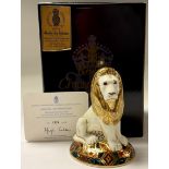 A Royal Crown Derby paperweight, Heraldic Lion, designed by Louise Adams, limited edition 1,924/2,