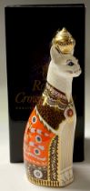 A Royal Crown Derby model, Royal Cats Siamese, 22cm, printed mark in red, boxed