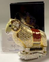 A Royal Crown Derby paperweight, The Ram of Colchis, Connaught House exclusive, limited edition