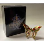 A Royal Crown Derby paperweight, Old Imari Solid Gold Band Butterfly, celebrating the Golden
