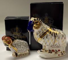 A Royal Crown Derby paperweight, Derby Ram, Visitor's Centre exclusive, gold stopper, 7.5cm, printed
