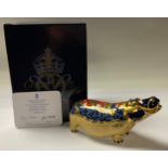 A Royal Crown Derby paperweight, Hippopotamus, specially commissioned gold backstamp, limited