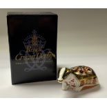 A Royal Crown Derby paperweight, Old Imari Badger, exclusive to Peter Jones of Wakefield, a pre-