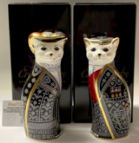 A pair of Royal Crown Derby paperweights, Diamond Jubilee Pearly King and Queen, to celebrate the