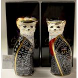 A pair of Royal Crown Derby paperweights, Diamond Jubilee Pearly King and Queen, to celebrate the